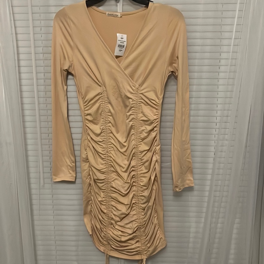 Ruched Cream Dress